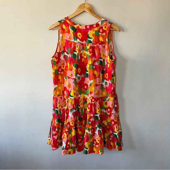 Pomander Place Magnolia watercolor sleeveless Kenzo dress tiered size M - Picture 7 of 7